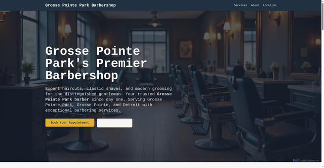 Security scan screenshot of https://grossepointeparkbarbershop.com/