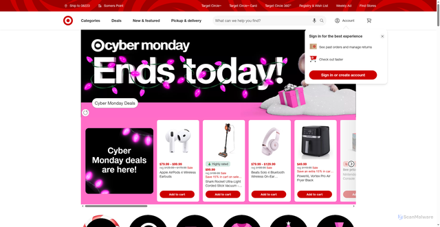 Security scan screenshot of https://www.target.com/