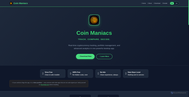 Security scan screenshot of https://coinmaniacs-7758oj3bld.edgeone.app/