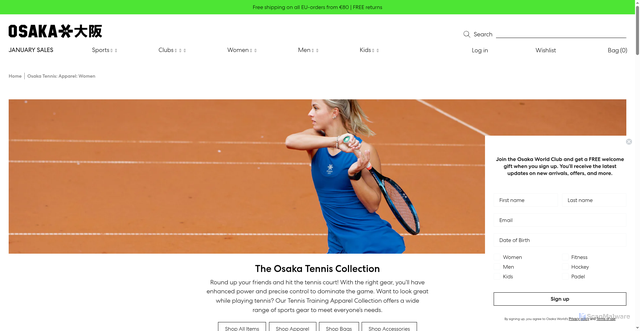Security scan screenshot of https://osakaworld.com/collections/osaka-tennis-apparel-women?srsltid=AfmBOoob7T03jeNQ4ierpSjth21kJmgOk5PcC94aB-dSKHBfbXDGBQsg