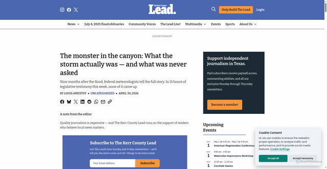 Security scan screenshot of https://kerrcountylead.com/the-monster-in-the-canyon-what-the-storm-actually-was-and-what-was-never-asked/