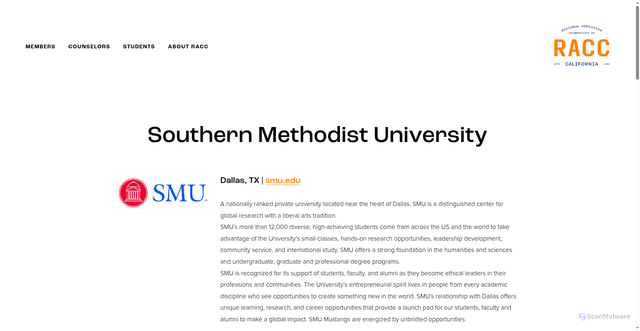 Security scan screenshot of https://www.regionaladmissions.com/school-directory/southern-methodist-university