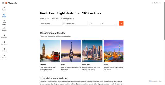 Security scan screenshot of https://flightpedia.org
