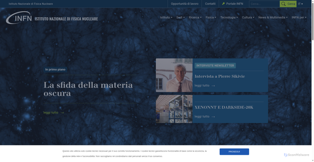 Security scan screenshot of https://www.infn.it/