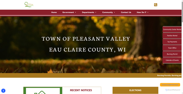 Security scan screenshot of https://pleasantvalleywi.gov/