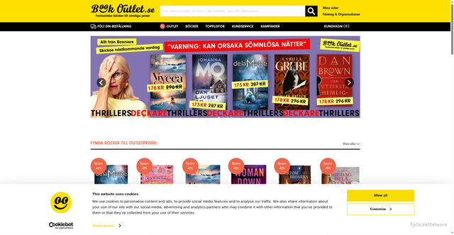 Security scan screenshot of https://www.bookoutlet.se