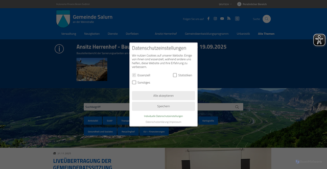 Security scan screenshot of https://www.comune.salorno.bz.it/de