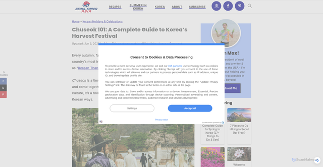 Security scan screenshot of https://seoulkoreaasia.com/chuseok-101-korean-harvest-festival/
