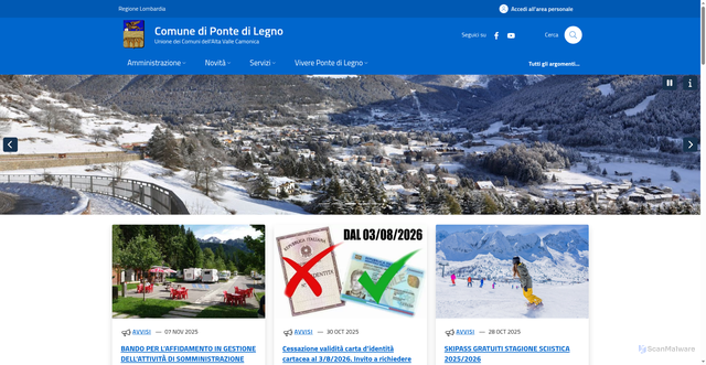 Security scan screenshot of https://www.comune.ponte-di-legno.bs.it/