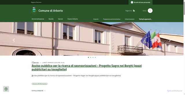 Security scan screenshot of https://www.comune.arborio.vc.it