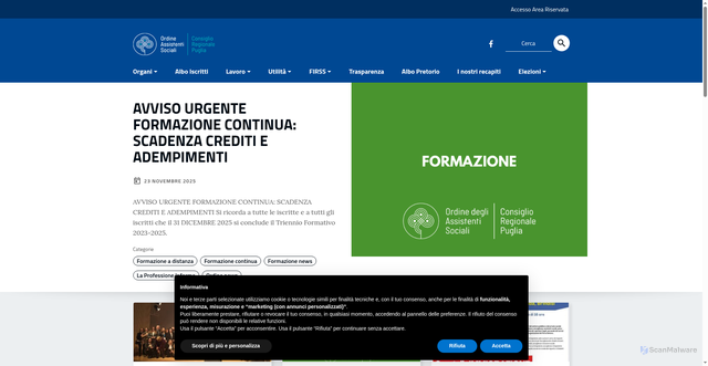 Security scan screenshot of https://www.croaspuglia.it/