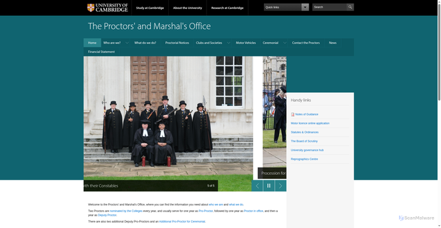 Security scan screenshot of https://www.proctors.cam.ac.uk/