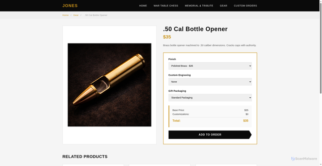 Security scan screenshot of https://jca-forge-site.pages.dev/product/bottle-opener