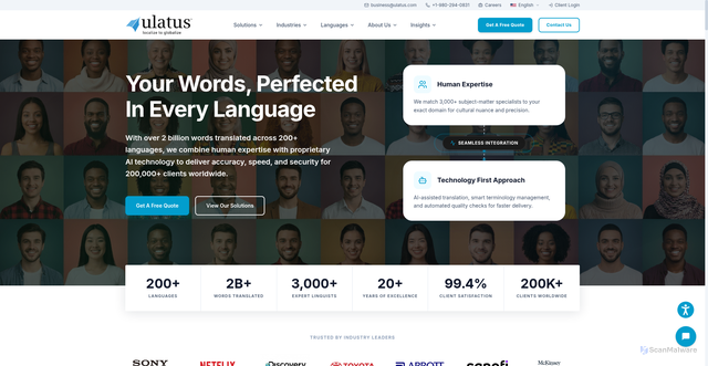 Security scan screenshot of https://ulatus.com