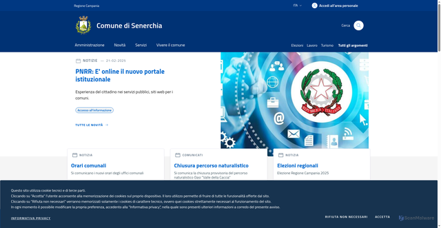 Security scan screenshot of https://www.comune.senerchia.av.it/
