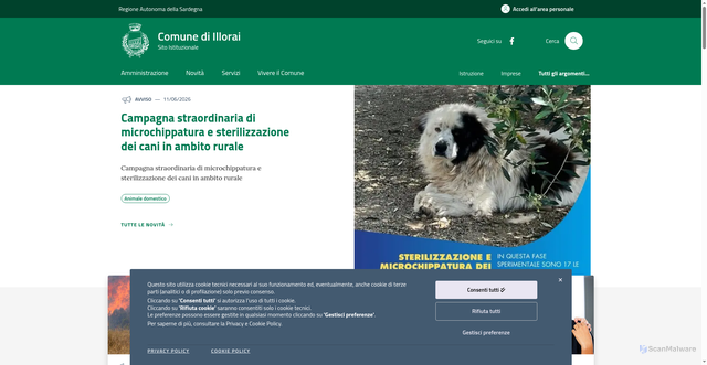 Security scan screenshot of https://www.comune.illorai.ss.it
