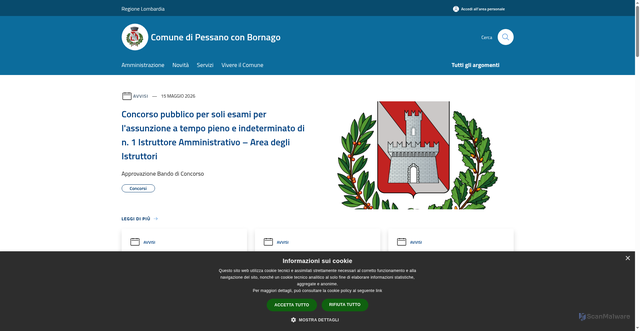 Security scan screenshot of https://www.comune.pessanoconbornago.mi.it