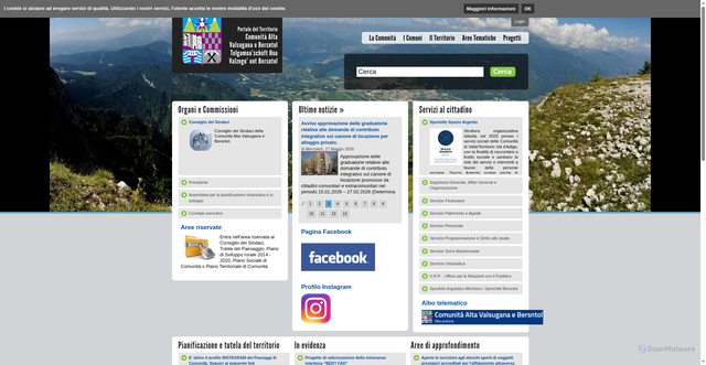 Security scan screenshot of https://www.comunita.altavalsugana.tn.it/