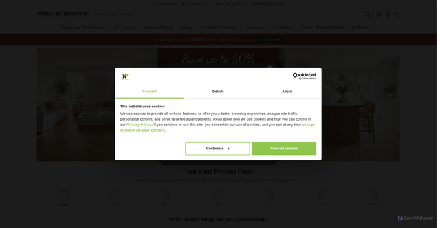 Security scan screenshot of https://woodandbeyond.com