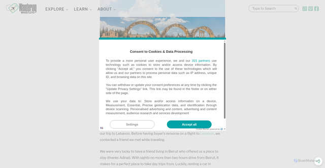 Security scan screenshot of https://www.beardandcurly.com/homepage/destinations/middle-east/lebanon/