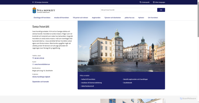 Security scan screenshot of https://www.svea.se