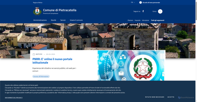 Security scan screenshot of https://www.comune.pietracatella.cb.it/