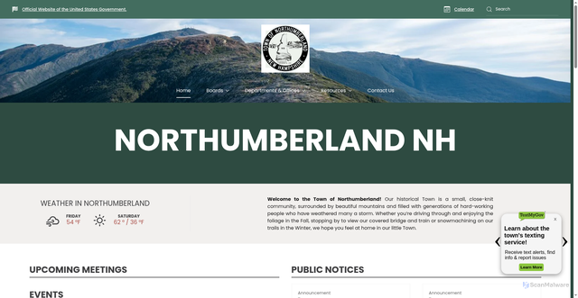 Security scan screenshot of https://northumberlandnh.gov/