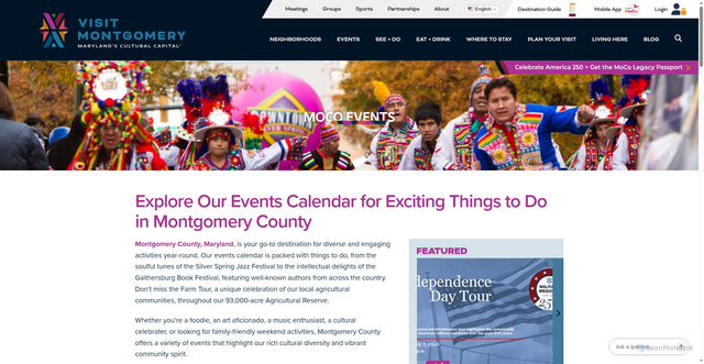 Security scan screenshot of https://visitmontgomery.com/events/
