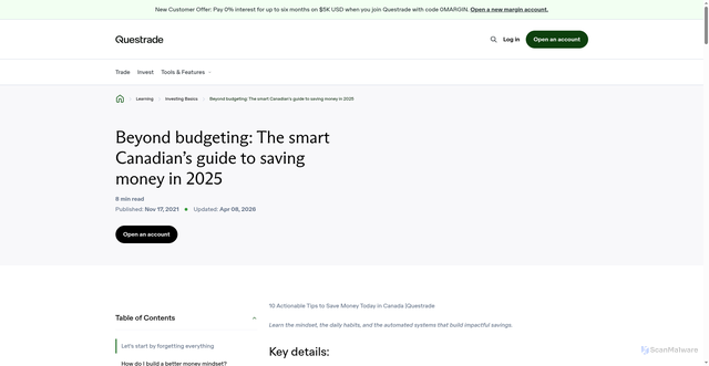 Security scan screenshot of https://www.questrade.com/learning/investing-basics/canadians-saving-guide