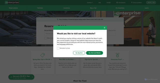 Security scan screenshot of https://enterprise.com