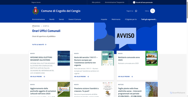 Security scan screenshot of https://www.comune.cogollodelcengio.vi.it/