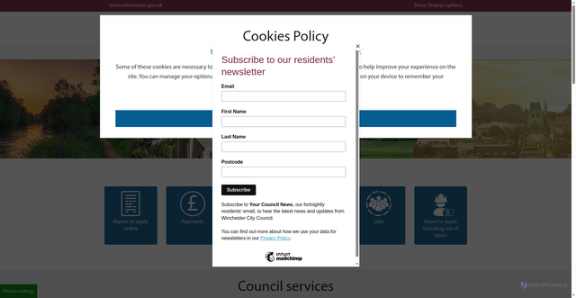 Security scan screenshot of https://www.winchester.gov.uk/
