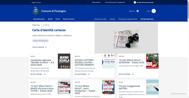 Security scan screenshot of https://www.comune.possagno.tv.it