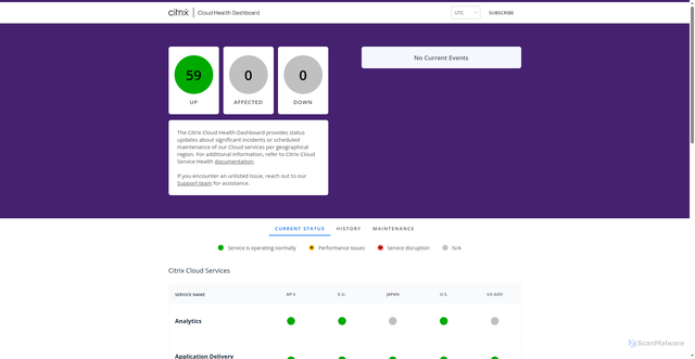 Security scan screenshot of https://status.cloud.com