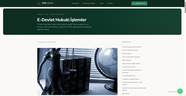 Security scan screenshot of https://izmir-avukat.com.tr/e-devlet-hukuki-islemler-izmir/