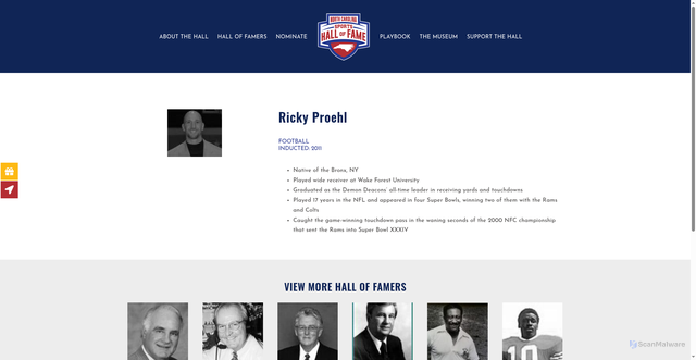 Security scan screenshot of https://ncshof.org/2023/01/ricky-proehl/