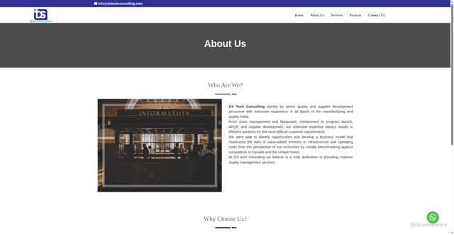 Security scan screenshot of https://dstechconsulting.com/about.php