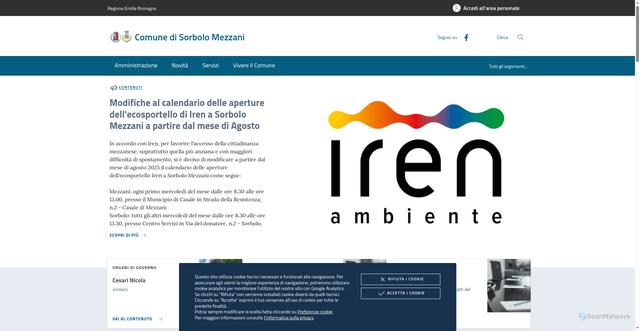 Security scan screenshot of https://www.comune.sorbolomezzani.pr.it/
