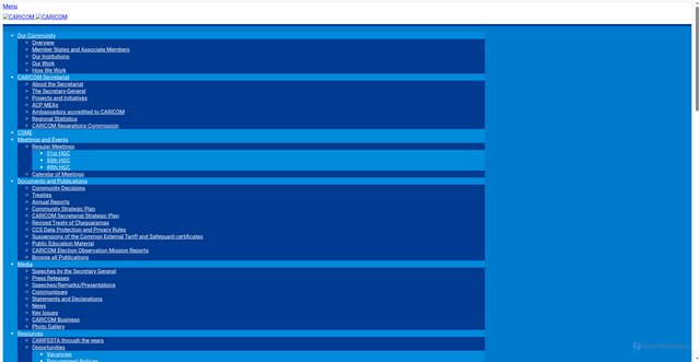 Security scan screenshot of https://caricom.org/tag/mv-barima/