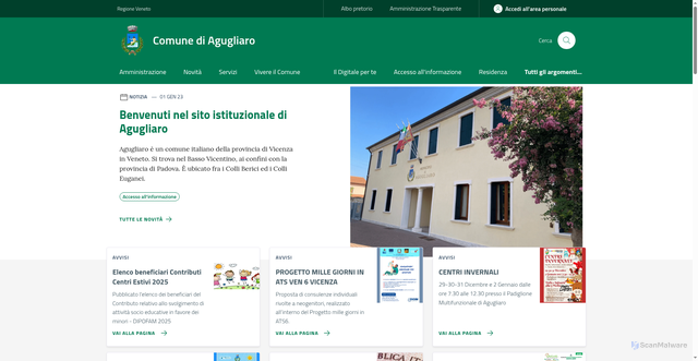 Security scan screenshot of https://www.comune.agugliaro.vi.it/