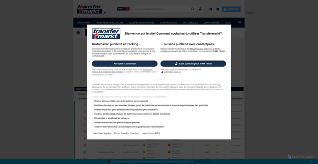 Security scan screenshot of https://www.transfermarkt.fr/vergleich/vereineBegegnungen/statistik/131_1531/plus/1