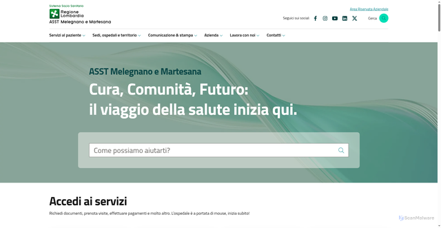Security scan screenshot of https://www.asst-melegnano-martesana.it/