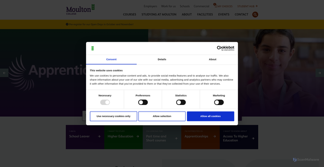 Security scan screenshot of https://www.moulton.ac.uk/