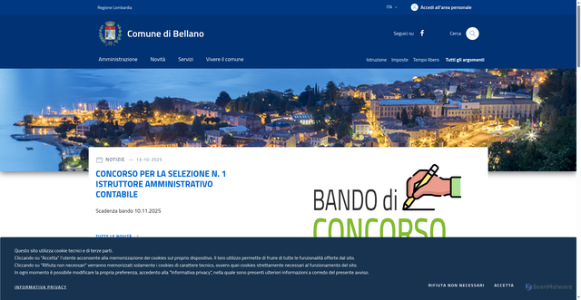 Security scan screenshot of https://www.comune.bellano.lc.it/