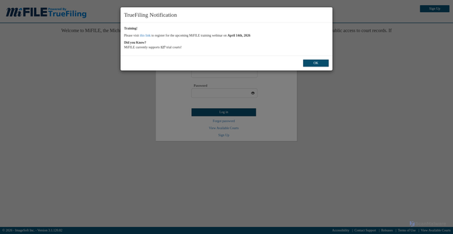 Security scan screenshot of https://mifile.courts.michigan.gov