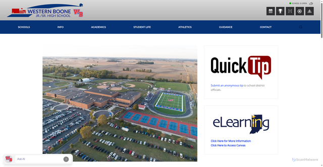 Security scan screenshot of https://www.weboschools.org/webo/home