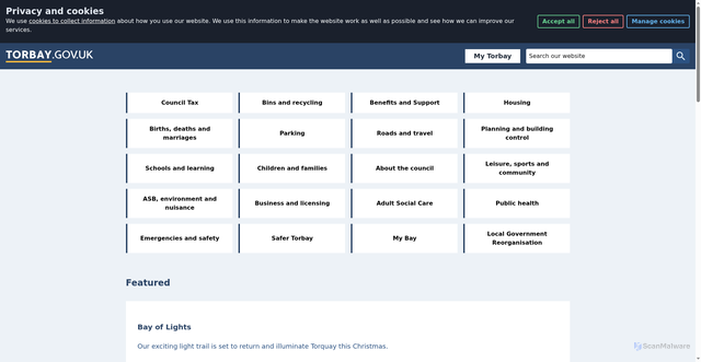Security scan screenshot of https://www.torbay.gov.uk/