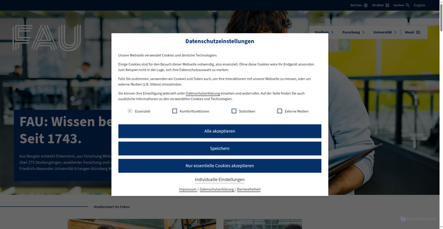 Security scan screenshot of https://fau.de