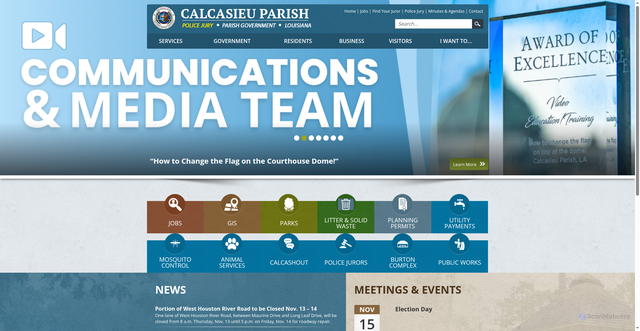 Security scan screenshot of https://www.calcasieu.gov/
