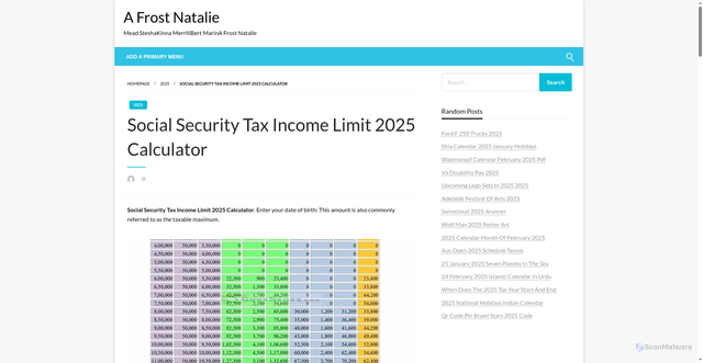Security scan screenshot of https://afrostnatalie.pages.dev/jjzpz-social-security-tax-income-limit-2025-calculator-wbqfa/
